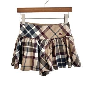 Vintage Burberry Blue Label Nova Check Embroidered Horse Logo Wool Culotte Skort